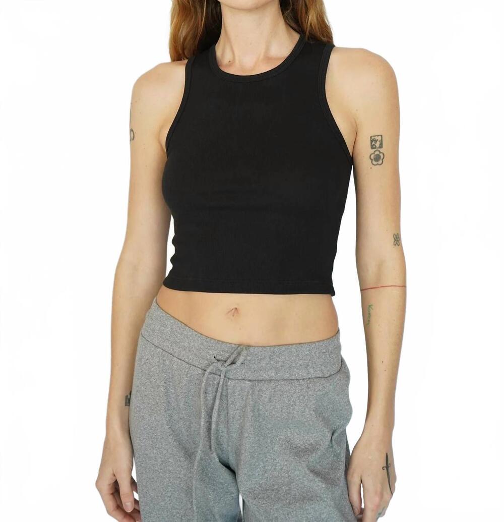 NEW LNA maya cotton rib tank top in black
